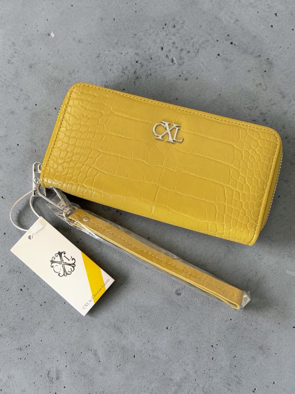 Christian Lacroix CXL Kara Croco Zip Around Wristlet Wallet - Moss